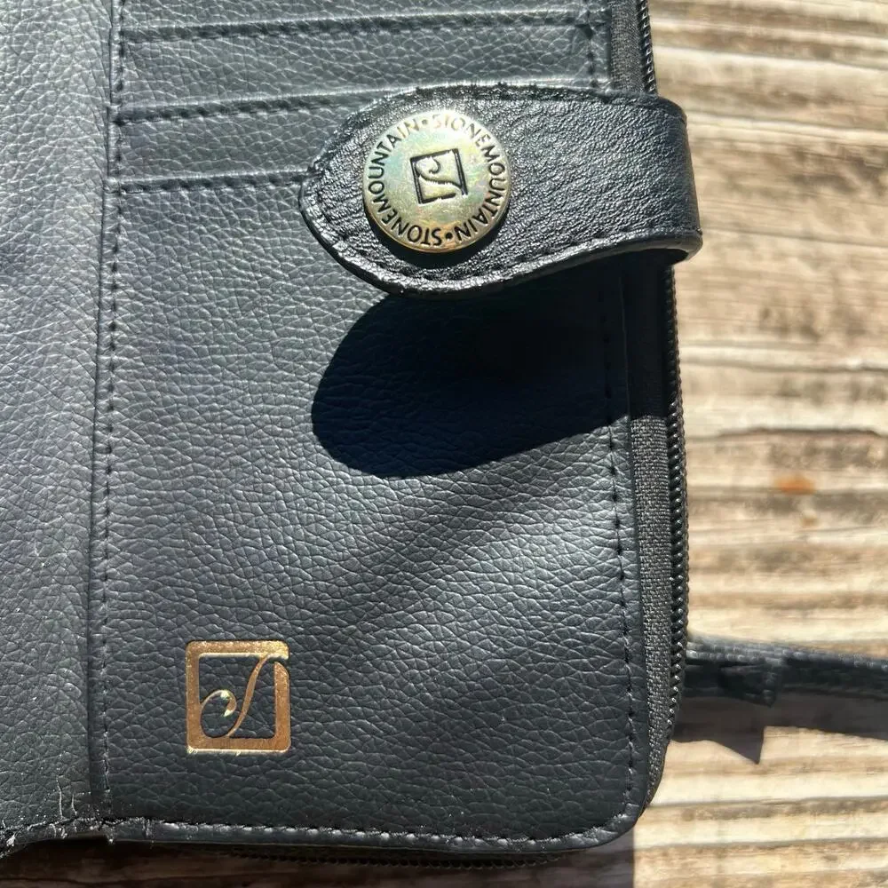 Stone Mountain Convertible Wallet Crossbody Black Embossed Travel Organizer - Picture 14 of 16